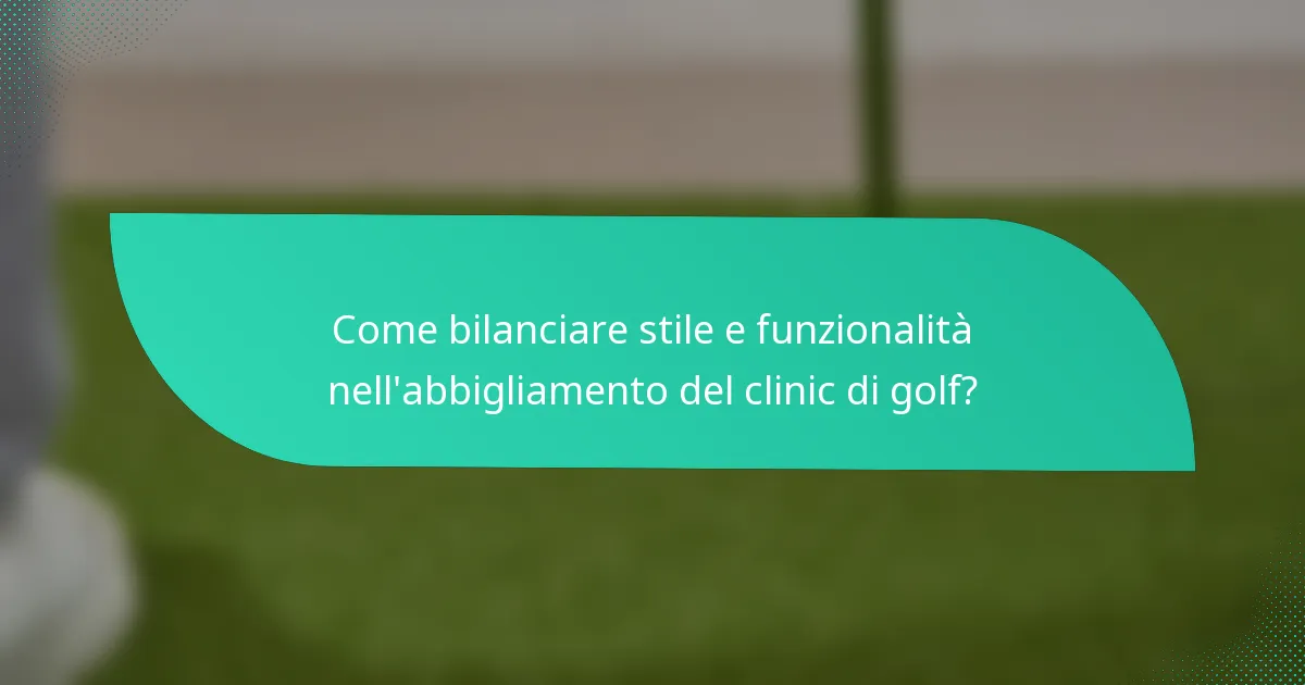 Come bilanciare stile e funzionalità nell'abbigliamento del clinic di golf?