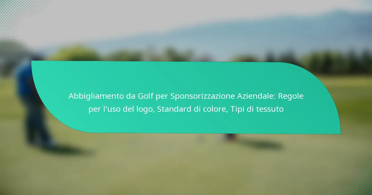 Abbigliamento da Golf per Sponsorizzazione Aziendale: Regole per l’uso del logo, Standard di colore, Tipi di tessuto
