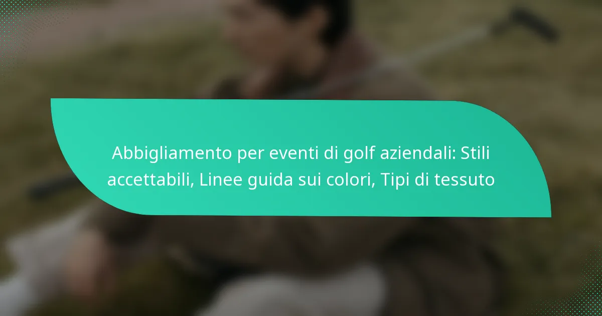 Abbigliamento per eventi di golf aziendali: Stili accettabili, Linee guida sui colori, Tipi di tessuto