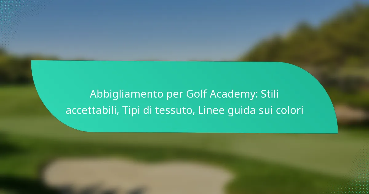 Abbigliamento per Golf Academy: Stili accettabili, Tipi di tessuto, Linee guida sui colori