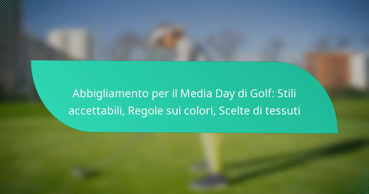 Abbigliamento per il Media Day di Golf: Stili accettabili, Regole sui colori, Scelte di tessuti