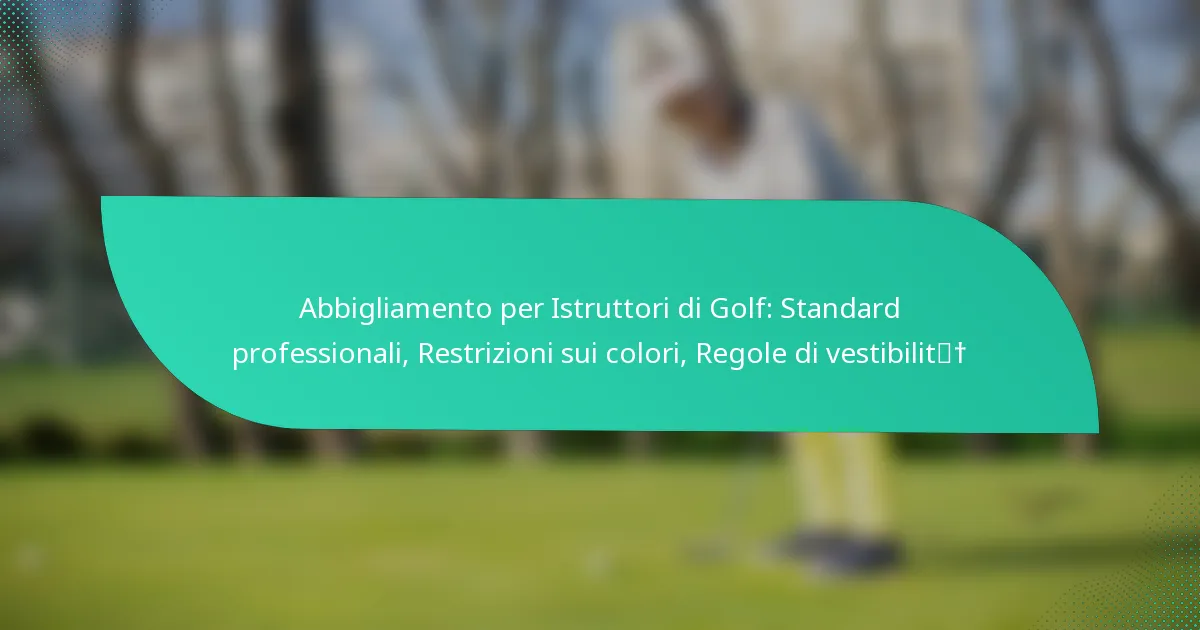 Abbigliamento per Istruttori di Golf: Standard professionali, Restrizioni sui colori, Regole di vestibilità