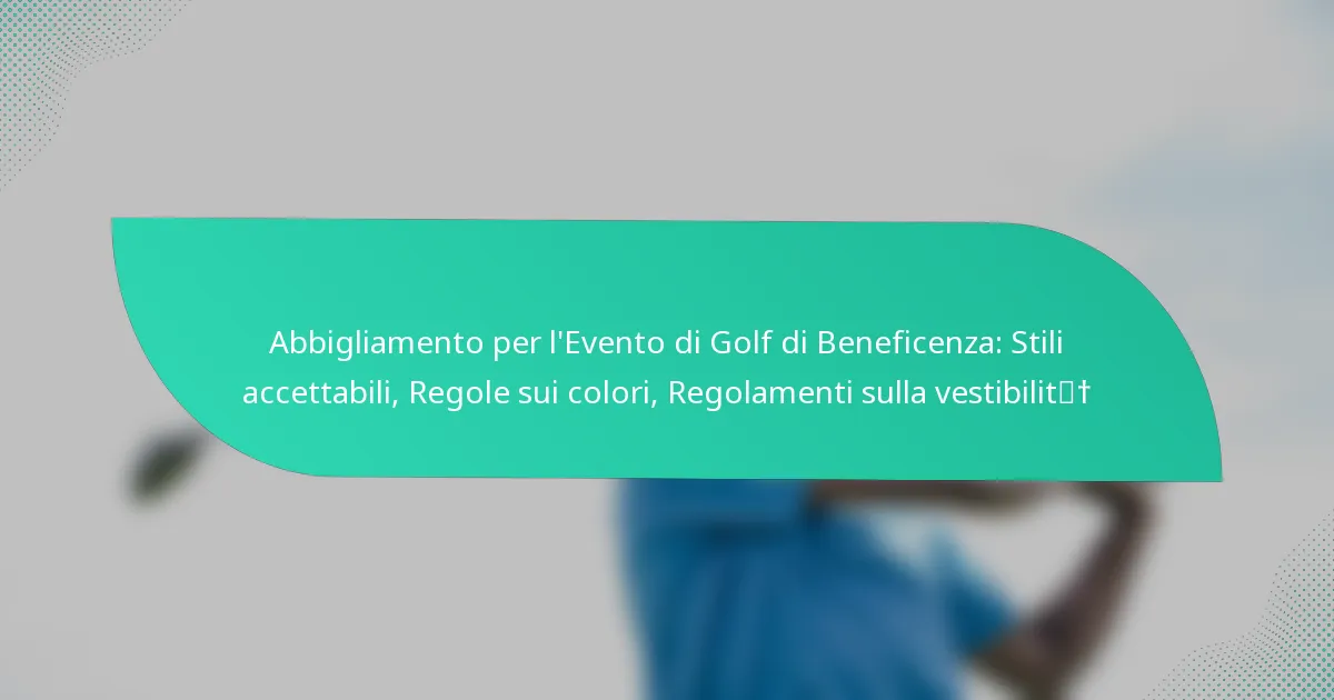 Abbigliamento per l’Evento di Golf di Beneficenza: Stili accettabili, Regole sui colori, Regolamenti sulla vestibilità