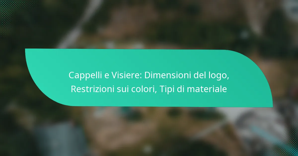 Cappelli e Visiere: Dimensioni del logo, Restrizioni sui colori, Tipi di materiale