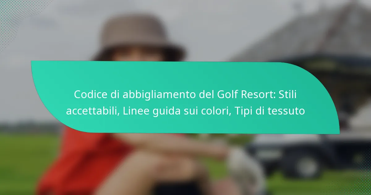 Codice di abbigliamento del Golf Resort: Stili accettabili, Linee guida sui colori, Tipi di tessuto