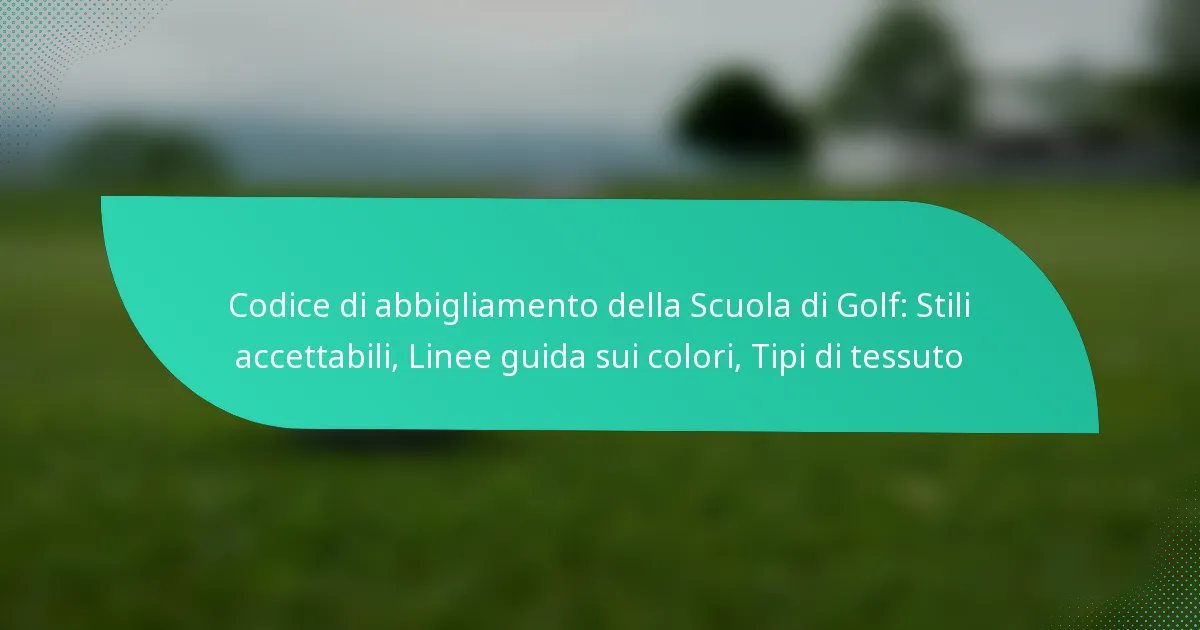 Codice di abbigliamento della Scuola di Golf: Stili accettabili, Linee guida sui colori, Tipi di tessuto