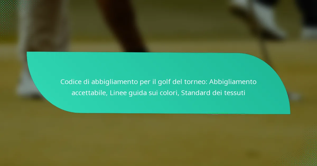 Codice di abbigliamento per il golf del torneo: Abbigliamento accettabile, Linee guida sui colori, Standard dei tessuti